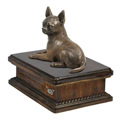 Afbeelding van Chihuahua urn hond met beeldje gepersonaliseerde voor hondenas
