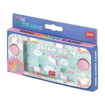 Afbeelding van Legami Mini waterspel met ringen, zonder batterijen, draagbaar, 15,2 x 7 cm, eenhoorn thema