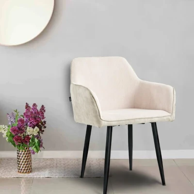 Afbeelding van Lina® Tony Eetkamerstoel Beige Ribstof