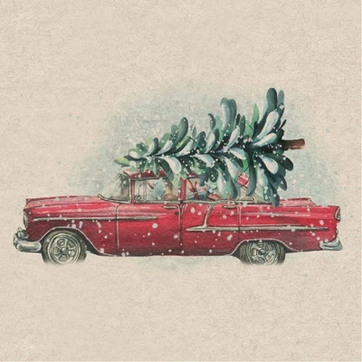 Afbeelding van Servet l33x33 cm car xmas tree 20st Duni
