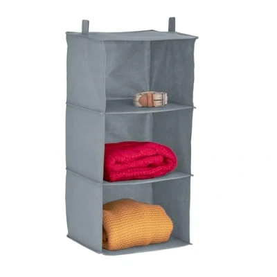 Afbeelding van Relaxdays hangende kast organizer 3 vakken kledingkast stof broeken grijs