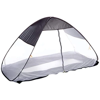 Afbeelding van Deryan Bedtent Pop Up klamboe 200x90cm Hoogste kwaliteit Muggennet Muskietennet 1mm gaas Grijs