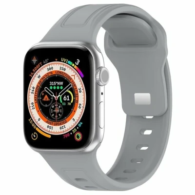 Afbeelding van By Qubix Square siliconen band Grijs Geschikt voor Apple Watch 38mm 40mm 41mm 42mm