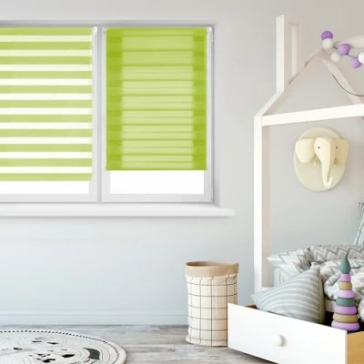 Afbeelding van Blindecor Indus &quot;zonder gereedschap&quot; dubbel geweven rolgordijn, dag/nacht, pistachekleurig, 37 x 180 cm (B H)