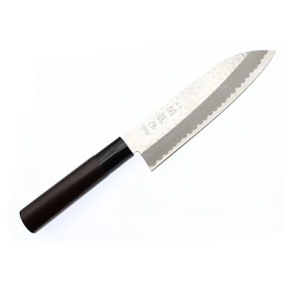 Afbeelding van SekiRyu Japans Santoku mes gehamerd lemmet 16,5 cm keukenmessen gemaakt in Japan
