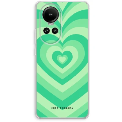 Afbeelding van Case Company® hoesje geschikt voor Oppo Reno 10 Hart Groen Soft Cover Telefoonhoesje Bescherming aan alle Kanten en Schermrand