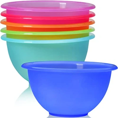 Afbeelding van Kunststof schalen 6 stuks, 16 cm, 650 ml, kleurrijk, herbruikbaar, onbreekbaar, plastic kom, mueslischaal, komset, servies, feestservies, campingservies