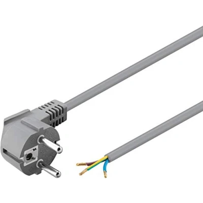 Image de goobay Câble d&#039;alimentation power CEE 7/7 (P) pour fil dénudé CA 250 V 10 A 1.5 m gris