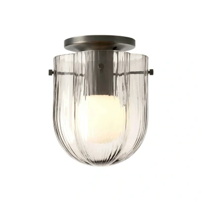Afbeelding van Gubi plafondlamp Seine, antiek messing, rookgrijs glas