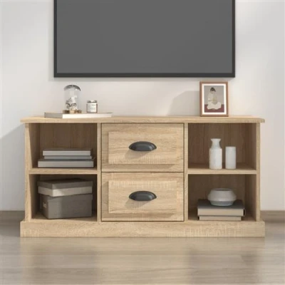 Afbeelding van Tv meubel 99,5x35,5x48 cm bewerkt hout sonoma eikenkleurig