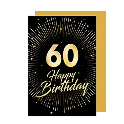 Afbeelding van Edition Seidel Hoogwaardige wenskaart voor de 60e verjaardag met envelop, Happy Birthday mannen en vrouwen (GZ345 60 SW023)