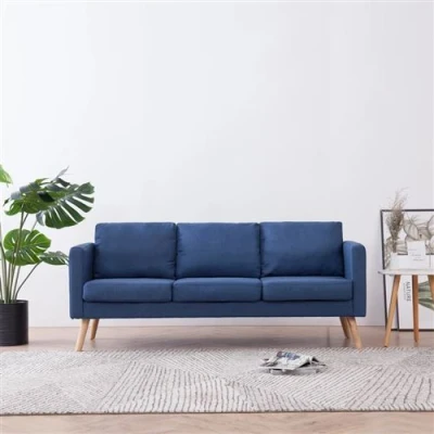Afbeelding van Driezitsbank stof blauw