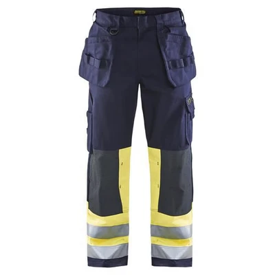 Image de Pantalon artisan multinormes marine/jaune fluorescent