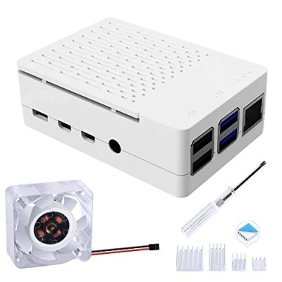 Afbeelding van GeeekPi Raspberry Pi 4 behuizing, behuizing voor met 40X40X10mm ventilator en stuks koellichaam Model B 8GB/4GB/2GB (wit)