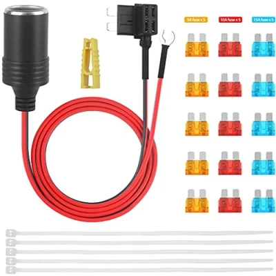 Afbeelding van 1 m auto sigarettenaansteker adapter met 1,0 mm kabel 12 V zekeringhouder voor micro/mini/standaard ATM APM bladzekeringen (M)