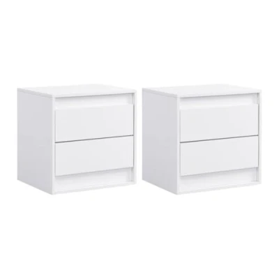Afbeelding van Vente unique Set van 2 nachtkastjes Met lades ledverlichting Mdf Wit RUKALO L 50 cm x H D 40
