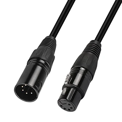 Afbeelding van MEIRIYFA XLR Dmx 5 pins adapterkabel, mannelijke naar vrouwelijke professionele microfoon kabel zwart, 1 m
