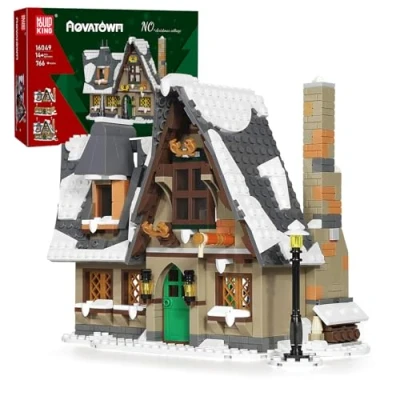 Afbeelding van Mould King 16049 Kersthuis Bouwstenen Model, 766 Stukken Architectuur Huis Gift Kit/Verzamelobjecten/Tentoonstelling