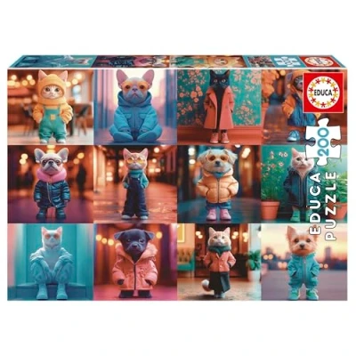 Afbeelding van Puzzel Educa 20219 Fashion Animals 200 Onderdelen