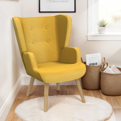 Image de Fauteuil scandinave SVEN grand confort en tissu jaune