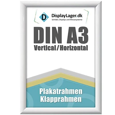 Afbeelding van DisplayLager Inklikframe A3 wit met 25 mm aluminium profiel, ontspiegeld beschermglas, bevestigingsmateriaal