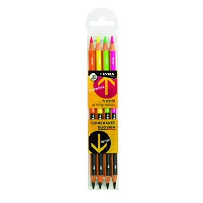 Afbeelding van Lyra Grafietpotlood + markeerstift, 4 kleuren neon, L2891040