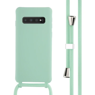 Afbeelding van iMoshion hoesje met koord Geschikt voor Samsung Galaxy S10 Siliconen Mintgroen