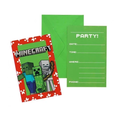 Afbeelding van Minecraft Uitnodigingen 6 stuks