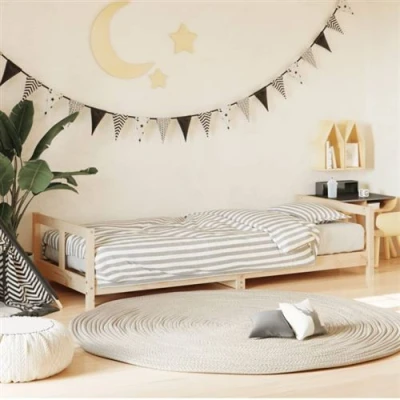 Afbeelding van Kinderbedframe 70X140 cm Massief Grenenhout Wit 80 x 200 / Naturel