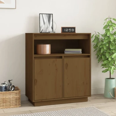 Afbeelding van Dressoir 70x34x80 cm massief grenenhout honingbruin