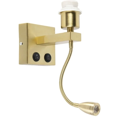 Afbeelding van QAZQA Moderne wandlamp messing met flexarm Brescia Combi