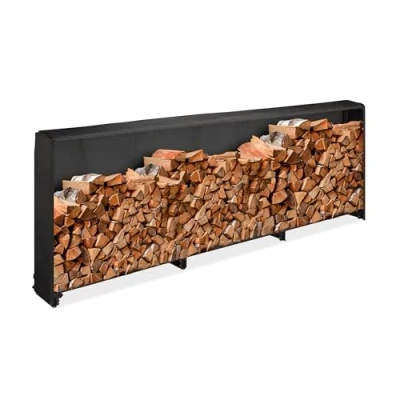 Afbeelding van brandhoutrek met hoes minimale grootte houtblokken: ca. 25 cm ijzer 110 x 322 29 zwart