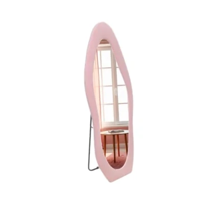 Afbeelding van SensaHome Gestoffeerde Staande Spiegel Shaped Passpiegel Suede Velvet 60x160 Roze