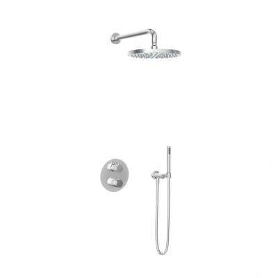 Afbeelding van Hotbath Get together Regendoucheset IBS1A Chroom Staaf Handdouche 30cm Hoofddouche Wandarm 35cm met wandhouder