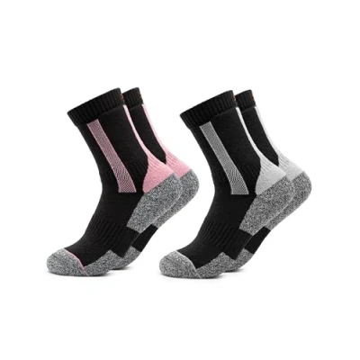 Afbeelding van Occulto wandelsokken dames set van 2 paar (model: Gerlinde), Zwart en roze