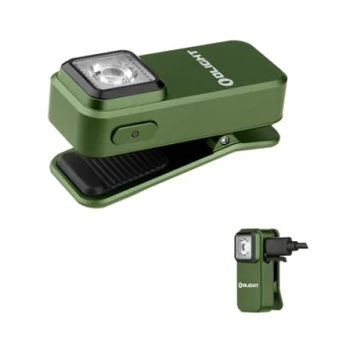 Afbeelding van OLIGHT Oclip Groene zaklamp met clip, bron rood en wit, 300 lm, oplaadbaar, magnetische zuigkracht ophanggat, IPX5, waterdicht, gebruikt bij kamperen bergbeklimmen