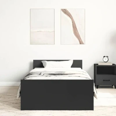 Afbeelding van Bedframe Bewerkt Hout Sonoma Eikenkleurig 100X200 cm 75 x 190 / Zwart