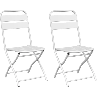 Afbeelding van vidaXL Vouwbare Tuinstoelen 2 stuks Wit Staal