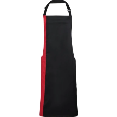 Afbeelding van Premier Contrast Bib Apron PR162 BLACK / RED