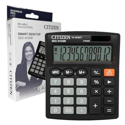 Afbeelding van Citizen SDC888XBK Zakelijke Rekenmachine 12 Cijfers Afrondingskeuze Dual Power Zwart