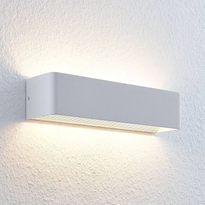 Afbeelding van Lindby LED wandlamp 1licht metaal H: 8 cm wit Inclusief lichtbron