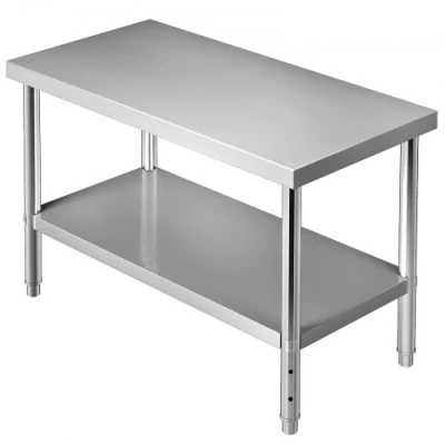 Image de Table de préparation travail en acier inoxydable VEVOR nourriture commerciale 48x24x34 pouces