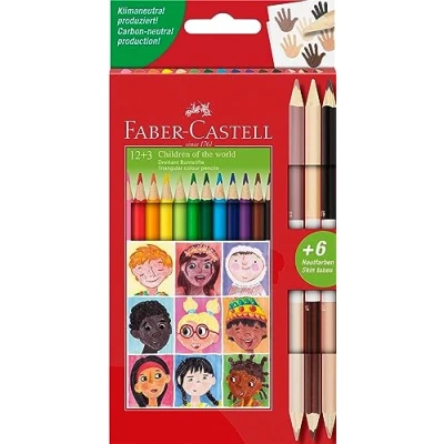 Afbeelding van Faber Castell kleurpotloden Children of the world driekant 12+3 stuks FC 511514