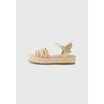 Afbeelding van mtng Amelie Sandalen met plateauzool, Dames, Maat: 40, Sand/champagne Hoogwaardig imitatieleer