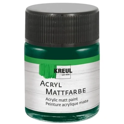 Afbeelding van Kreul 75570 Acrylverf, mat, dennengroen in pot, 50 ml, romige en dekkende verf, sneldrogend, op waterbasis, geschikt voor veel verschillende ondergronden, vuurgroen, 20 ml