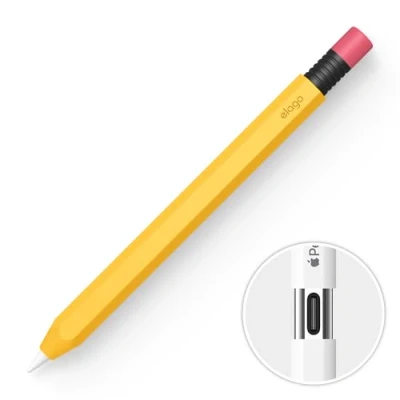 Afbeelding van elago Klassiek etui compatibel met Apple Pencil (USB C), perfecte grip, beschermende huid, siliconen hoes, magnetische houder [geel]