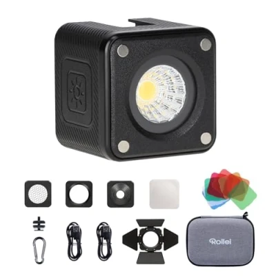 Afbeelding van Rollei Lumis Solo 2 LED Cube kleine kubus met kleurfilter voor gebruik onderweg een optimale lichtsensor het filmen je smartphone.