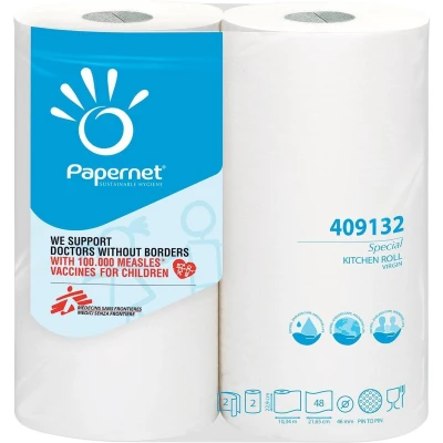 Afbeelding van Papernet keukenrol Special, 2 laags, 48 vellen, pak van rollen keukenpapier