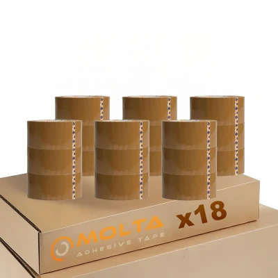 Afbeelding van MOLTA SOLVENTA TRANSPARANT Verpakkingstape 48 mm x 120 m Kartonnen tape voor pakketten en dozen 18 Rollen SYNTHETIC RUBBER