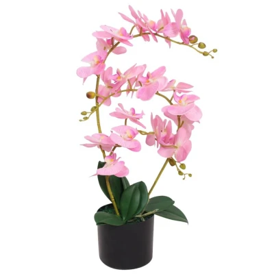 Afbeelding van Kunst orchidee plant met pot 65 cm roze